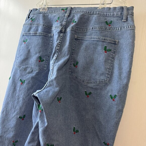 Vintage Quaker Factory Jeans Sz 24W Women’s Cherry Embroidery Print High Rise - Picture 15 of 15